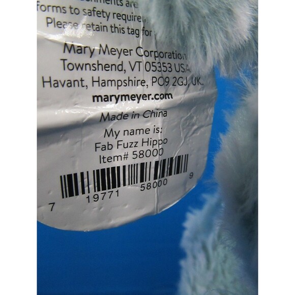 Mary Meyer Plush Fab Fuzz Hippo Calypso Seafoam Green 15” Soft Plush W/Tag - Picture 4 of 7